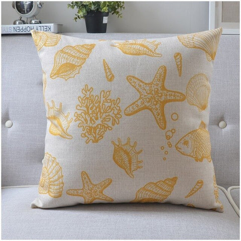 Yellow and White Coastal Decor Accent Pillows. Shell Fish print. (45x4 –  Dream it. Build it. Love it.