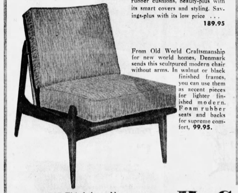 Lawrence Peabody Danish Line Armless Lounge Chair for Selig – craft ...