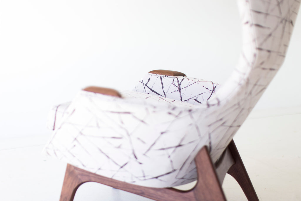 Modern Wingback Chair - 1406 in Leather "Milkshake" 02