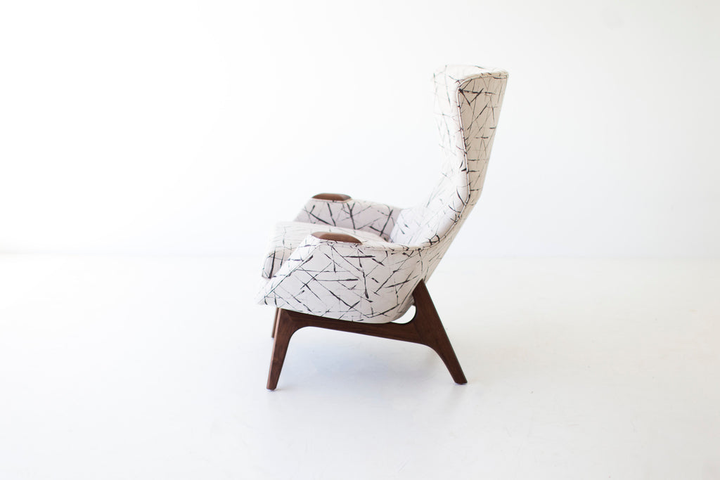 Modern Wingback Chair - 1406 - In Leather "Milkshake" 03