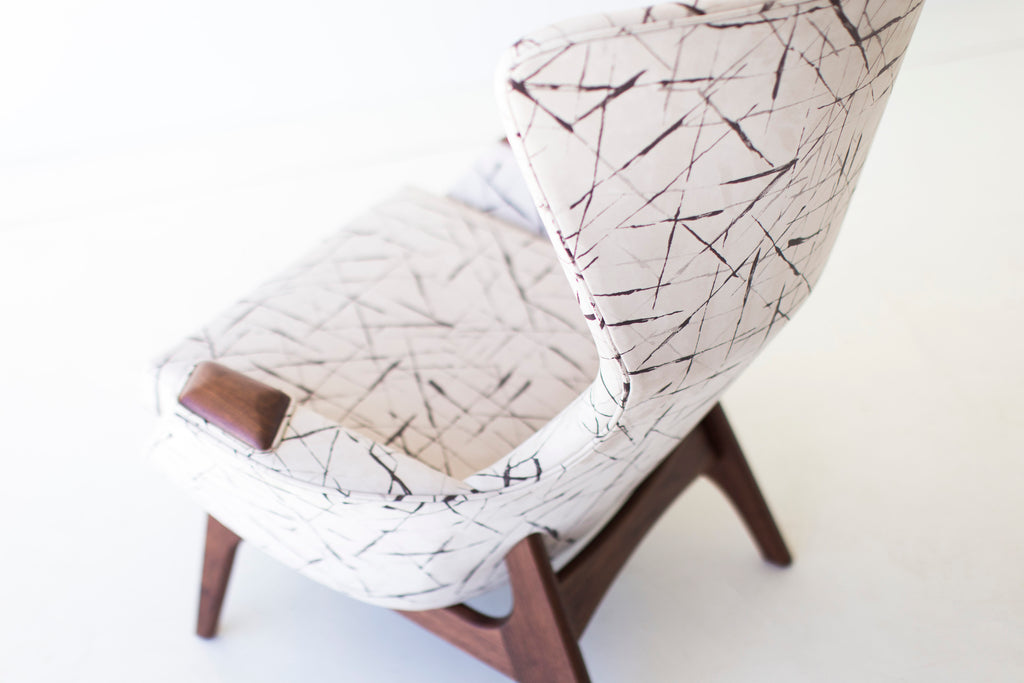 Modern Wingback Chair - 1406 - In Leather "Milkshake" 04
