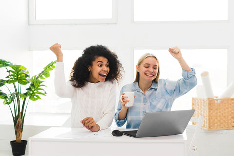 Women happy about success