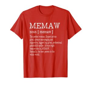 Memaw Definition Grandma Mother Day Gifts Women T-Shirt