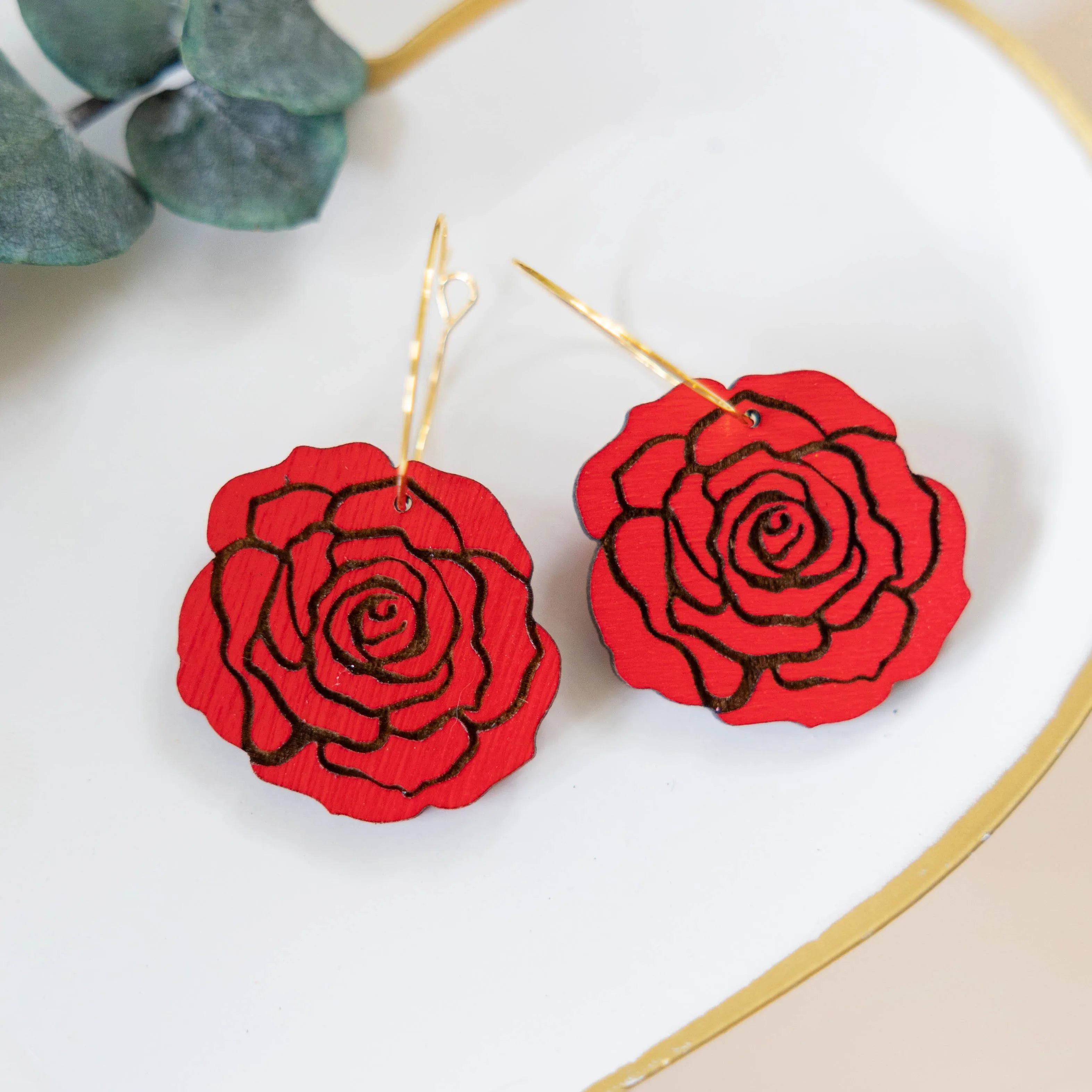 Fashion Red Rose Earrings For Woman Heart Purple Gem Drop Earring | eBay