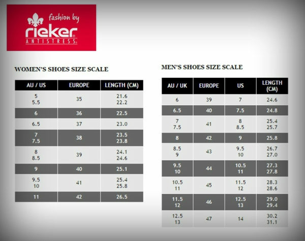 Rieker Shoe Size Conversion Chart