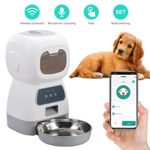 3.5L Automatic Pet Feeder For Cats WiFi Smart Swirl Slow Dog Feeder With Voice Recorder Large Capacity Timing Cat Food Dispenser - Puppeez Matter