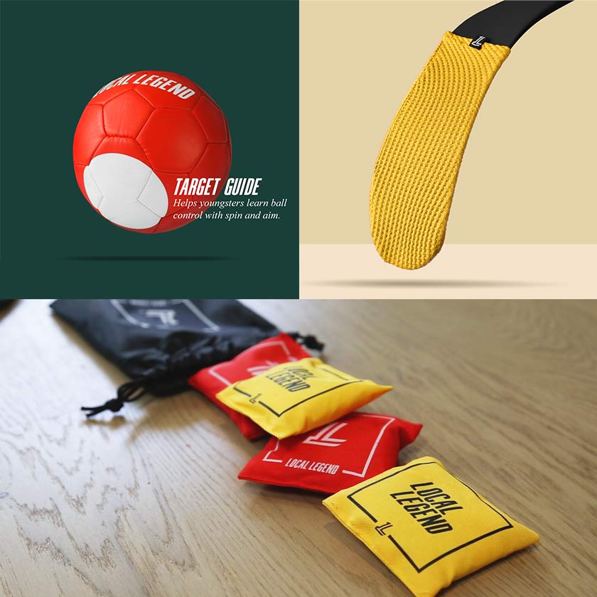Many accessories included from bean bags to soccer balls and mini sticks