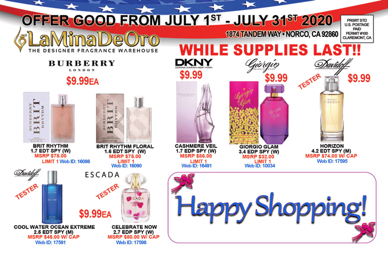 La Mina De Oro Perfumes SALE, Burberry, Donna Karan, Giorgio Beverly Hills, Davidoff, Escada perfumes for women, men and gift sets sale
