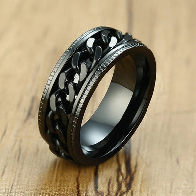 New Fashion Black Rotating Chain Ring