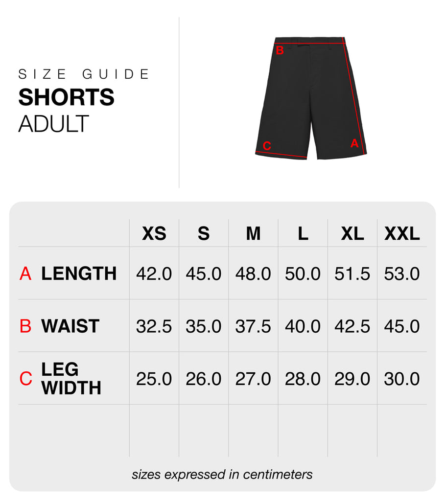 Size guide shorts