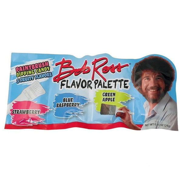 Bob Ross Flavor Palette Paintbrush Dipping Candy - One (1) 0.85 Oz Pack. 3  Fruity Flavors Strawberry, Blue Raspberry and Green Apple