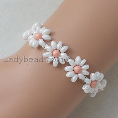 Flower Bracelet Custom Pink Coral Pearl