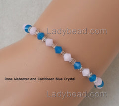 Caribbean Blue Opal Rose Alabaster Crystal Bracelet