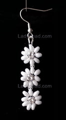 Flower Earrings Rhinestone Center