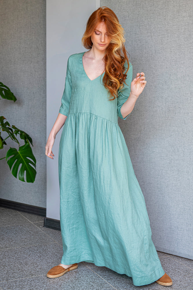 Loose Fit Smock Dress Women Oversized Summer Linen Dress With 