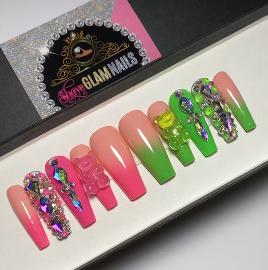 Neon Sign Nails💗 Shop Custom Press on Nails Link in bio 🥰 #fyp #nail