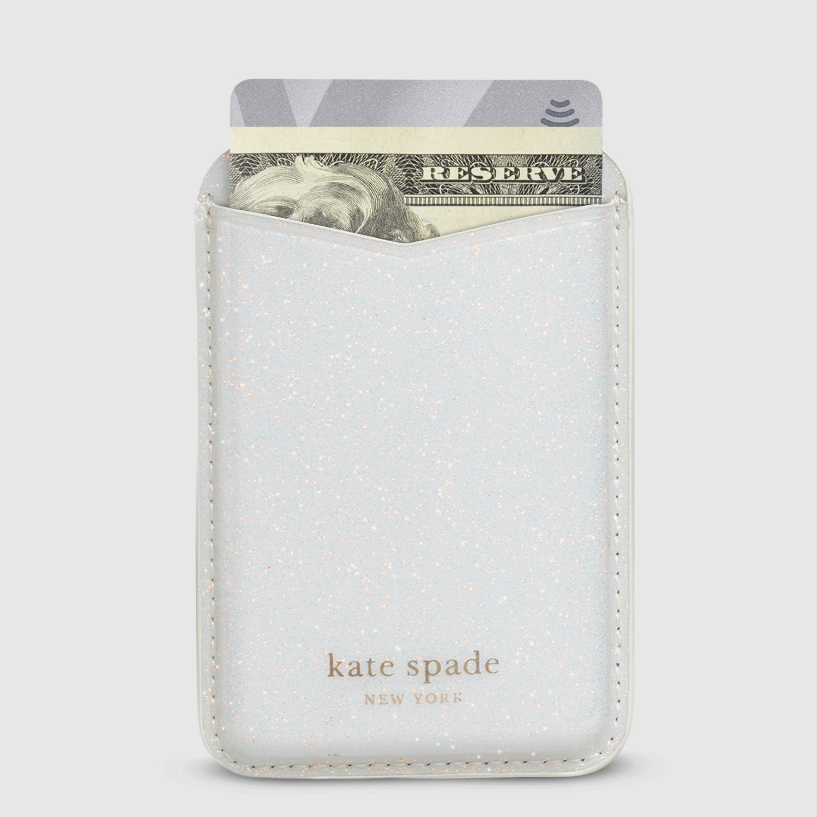 Photos - Case Case-Mate kate spade new york White Glitter MagSafe Wallet 