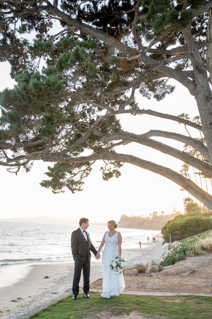 Wedding Couple at the Beach. Butterfly Beach, Santa Barbara, CA. 