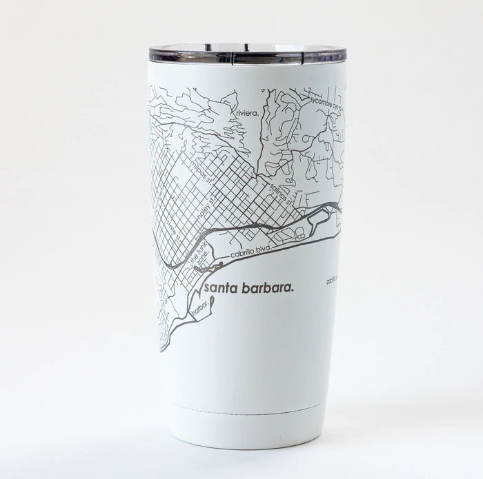 Santa Barbara map tumbler reusable coffee mug