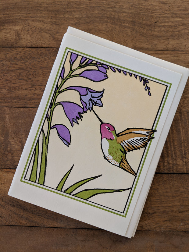 Hummingbird Letterpress Greeting Card Santa Barbara Company