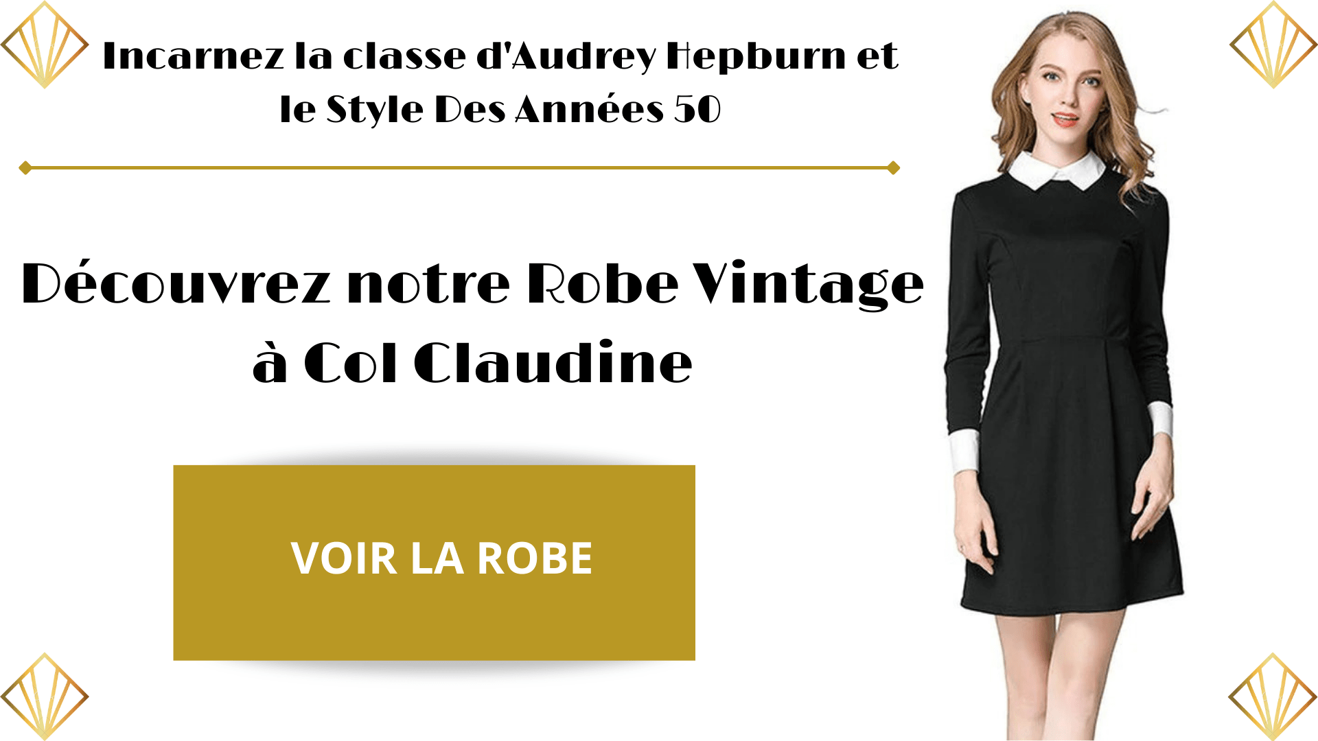 Robe Vintage Col Claudine Audrey Hepburn Vintage-Dressing