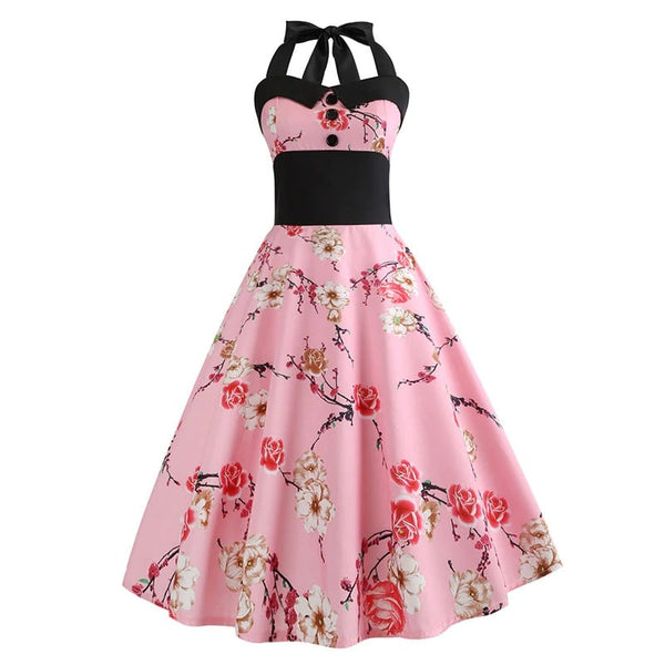 Robe Vintage Pin Up Rose À Fleurs Vintage Dressing 