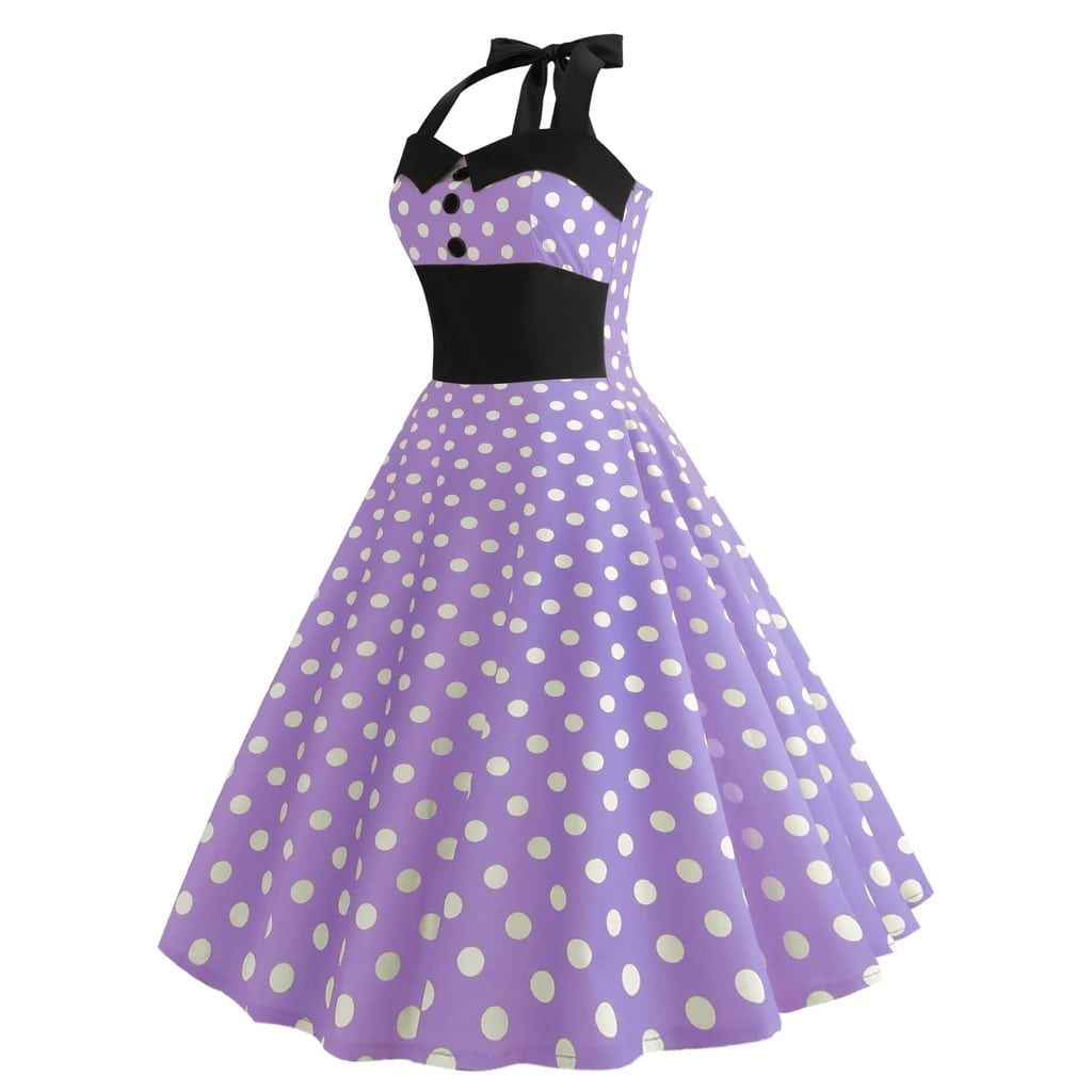 Robe Vintage Pin Up Violet Pois Vintage Dressing 