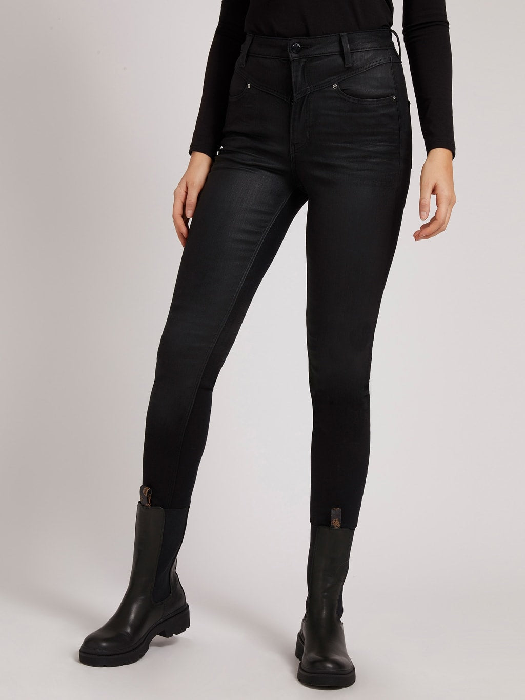 guess black coated jeans