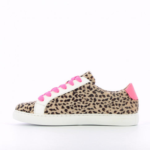 Leopard Print Sneakers with Pink Laces 