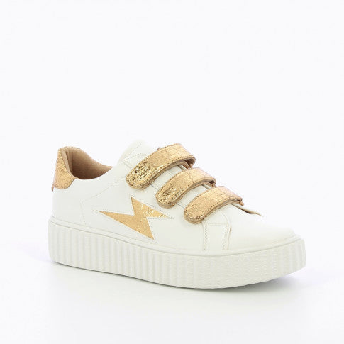 gold velcro sneakers