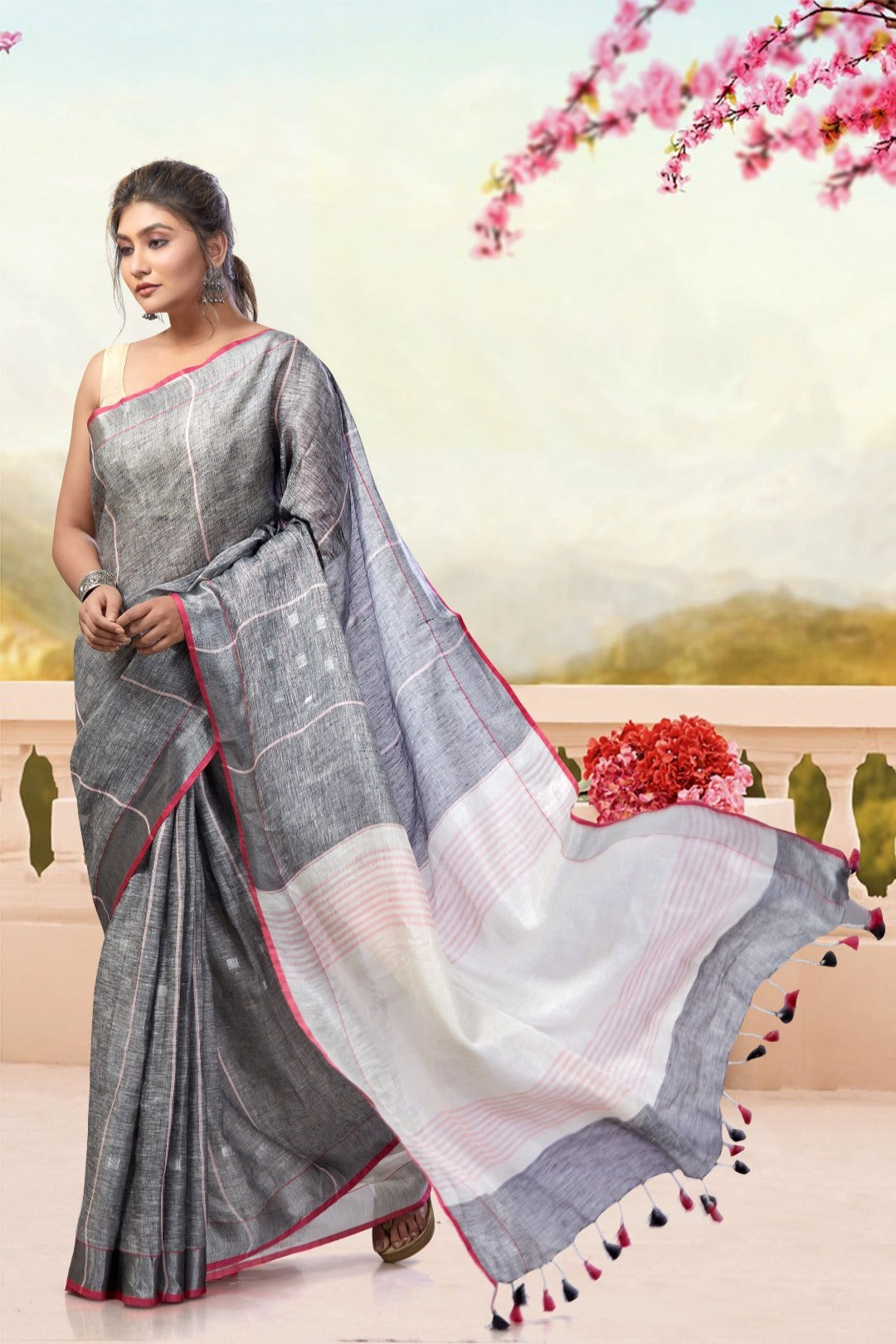 Linen Sarees Online Collection in India | Mirraw