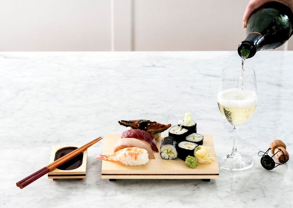 Dry January food pairing sushi and Champagne fatcork