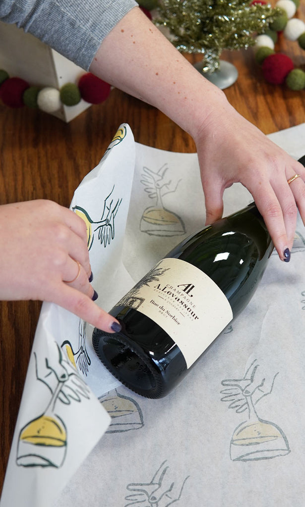 How to gift wrap Champagne or wine bottle