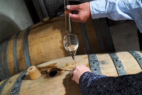 Oak barrels at Champagne Didier-Ducos