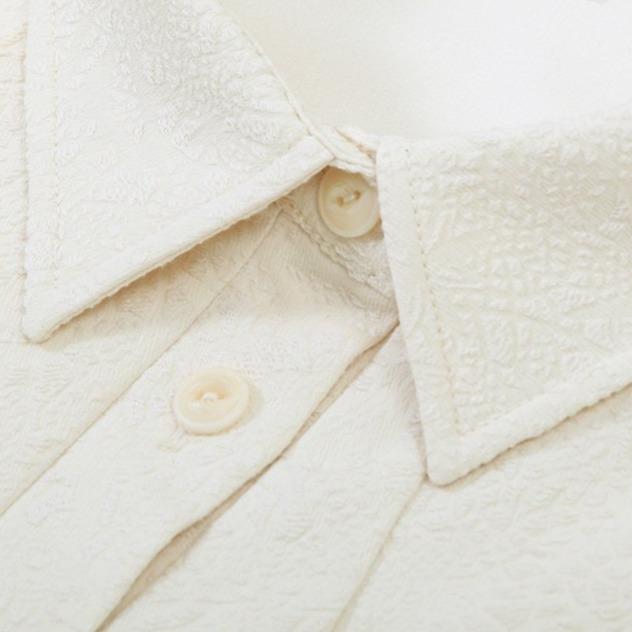 White peach embossed stitching shirt onepiece - ANM CHANNEL