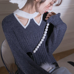 Winter Triangle Hollow Sweater Dress - MEIMMEIM(メイムメイム)