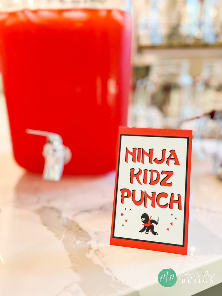 Ninja Party punch food tags