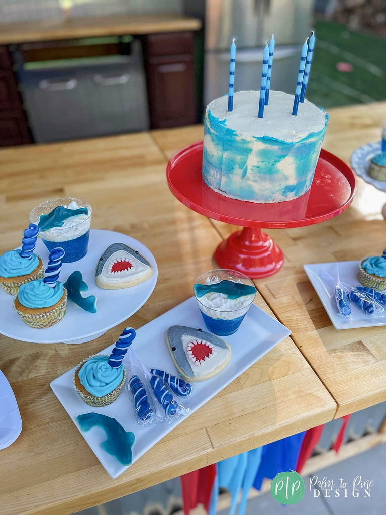Shark Birthday Party Dessert Table, kids summer birthday party
