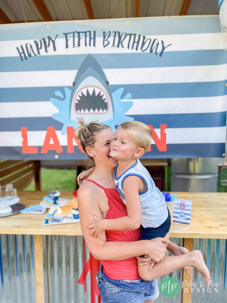 shark birthday banner for boys