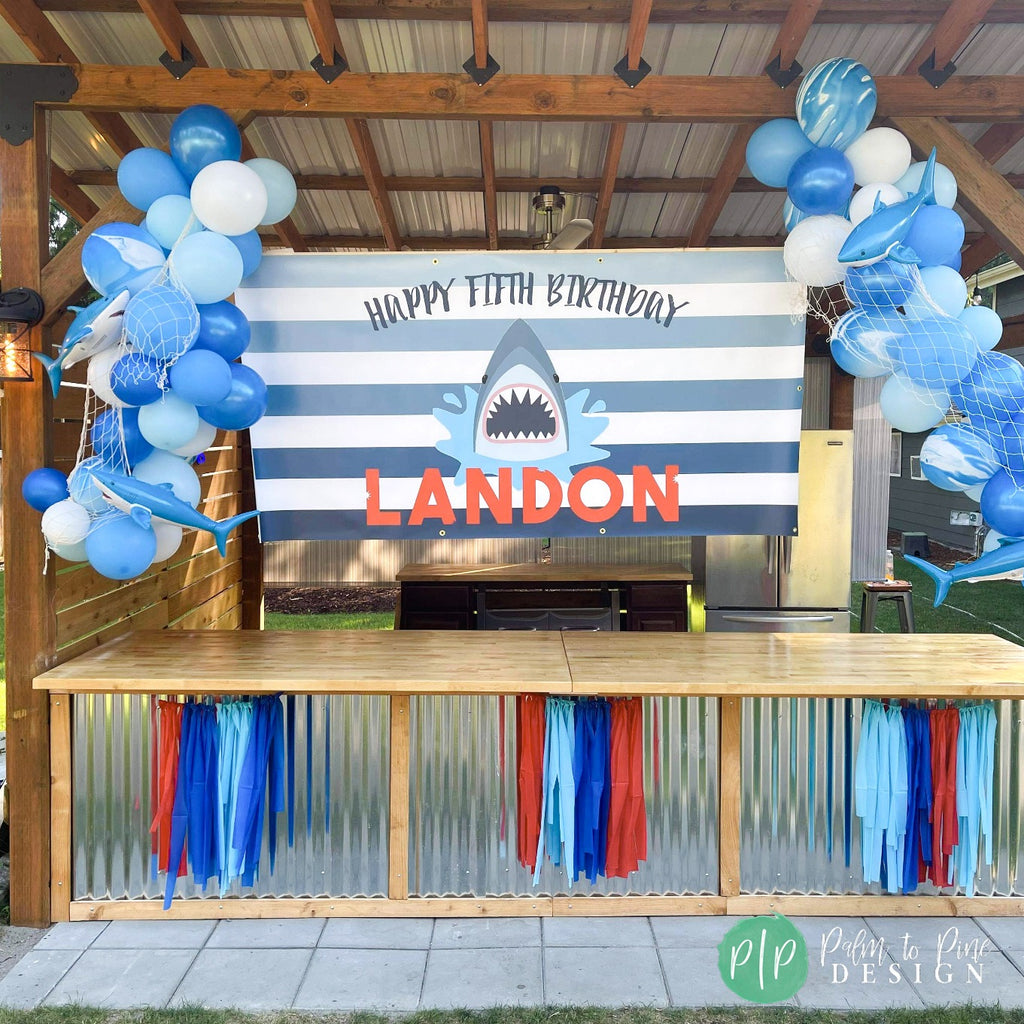 shark birthday party ideas, shark birthday banner