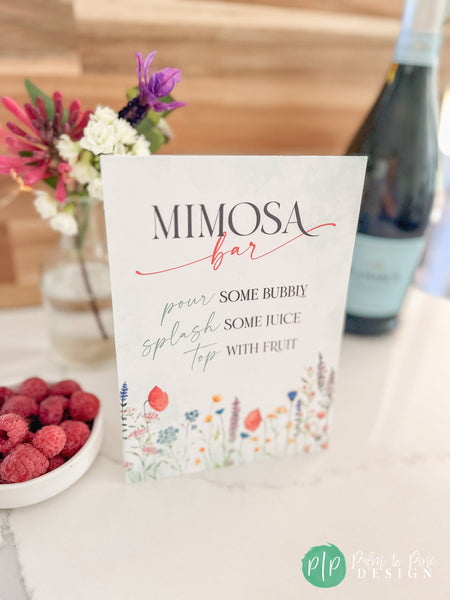 Mimosa Bar Sign Wildflower Party