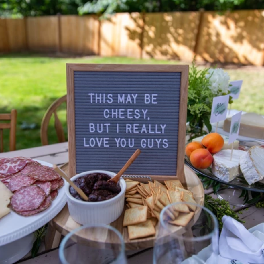 charcuterie board table runner, outdoor dinner party