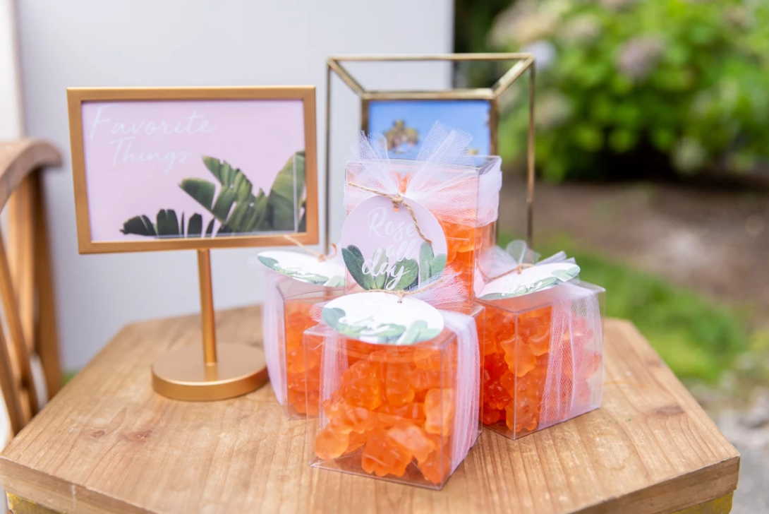 Rosé All Day Gummy Bears, favorite things party favors, gummy bear party favors