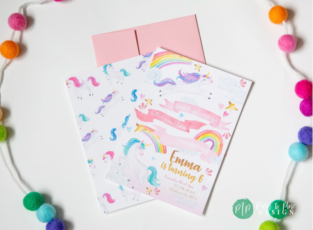 unicorn birthday party invitation