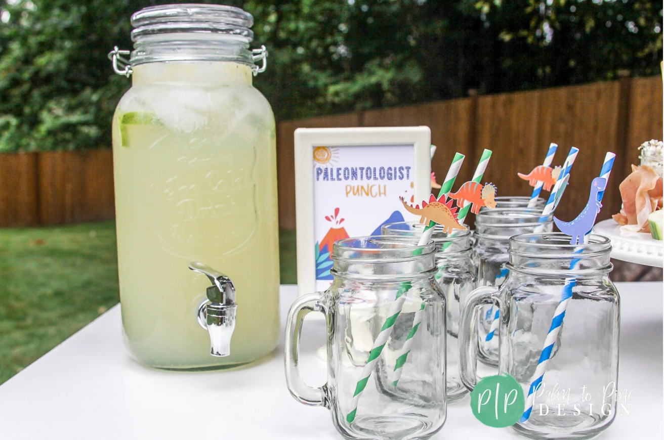 dinosaur party straws, dinosaur party drinks, dino drink ideas