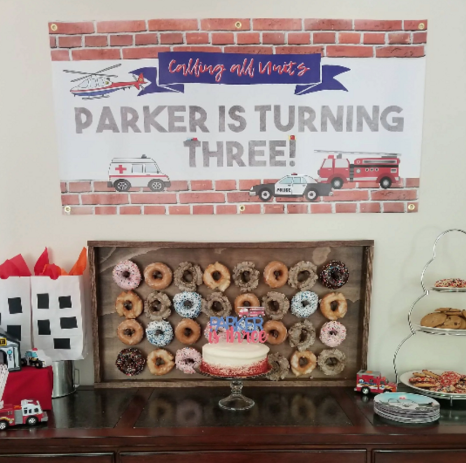 Emergency Vehicles Birthday Banner, Firefighter Party Decor,