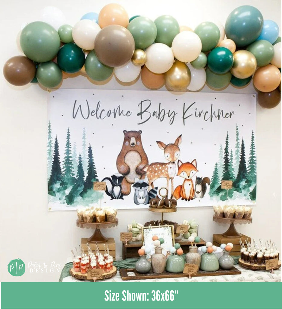 Welcome Baby Woodland Baby Shower Banner