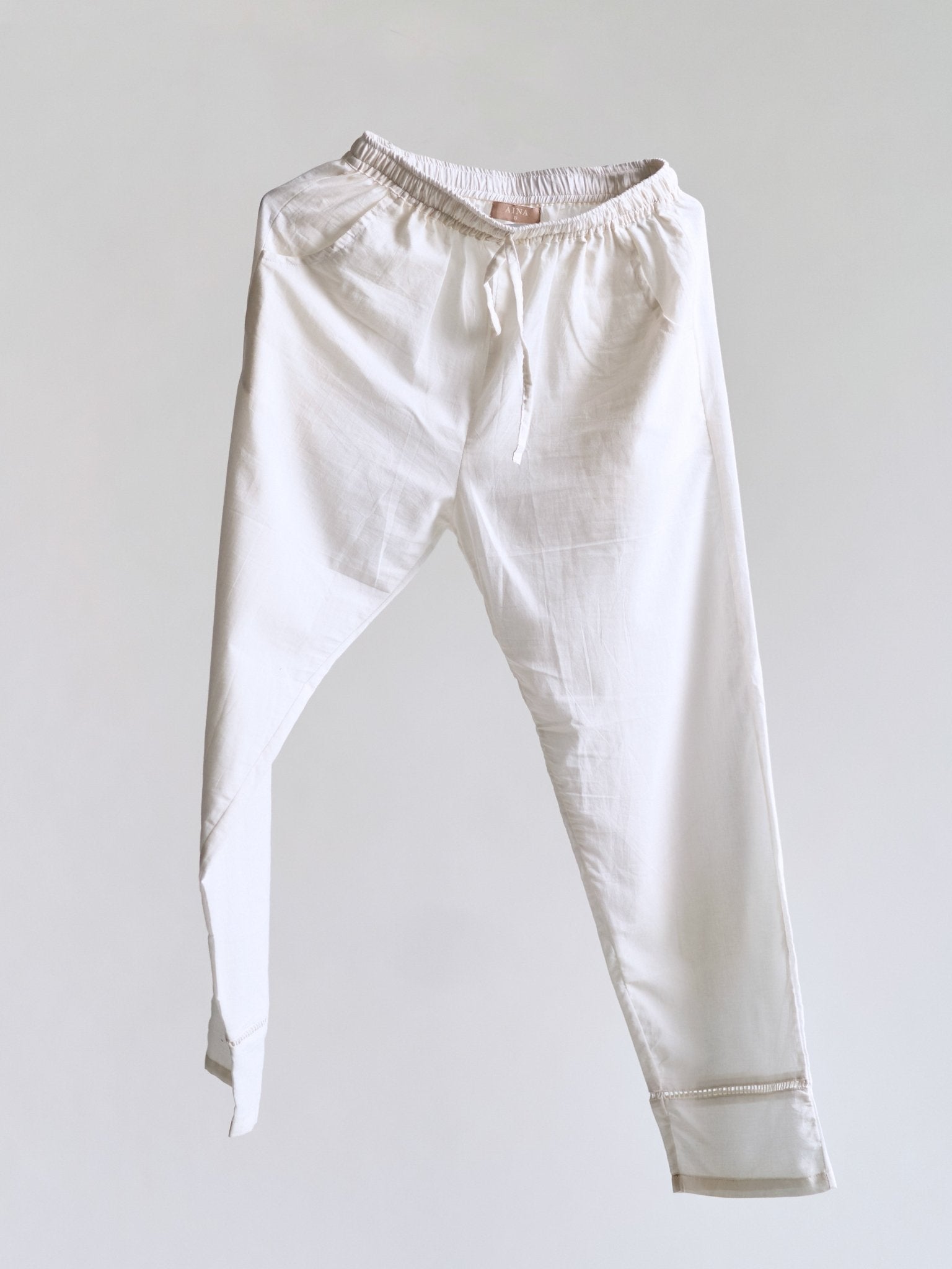 Off White Stretch Cotton Pants