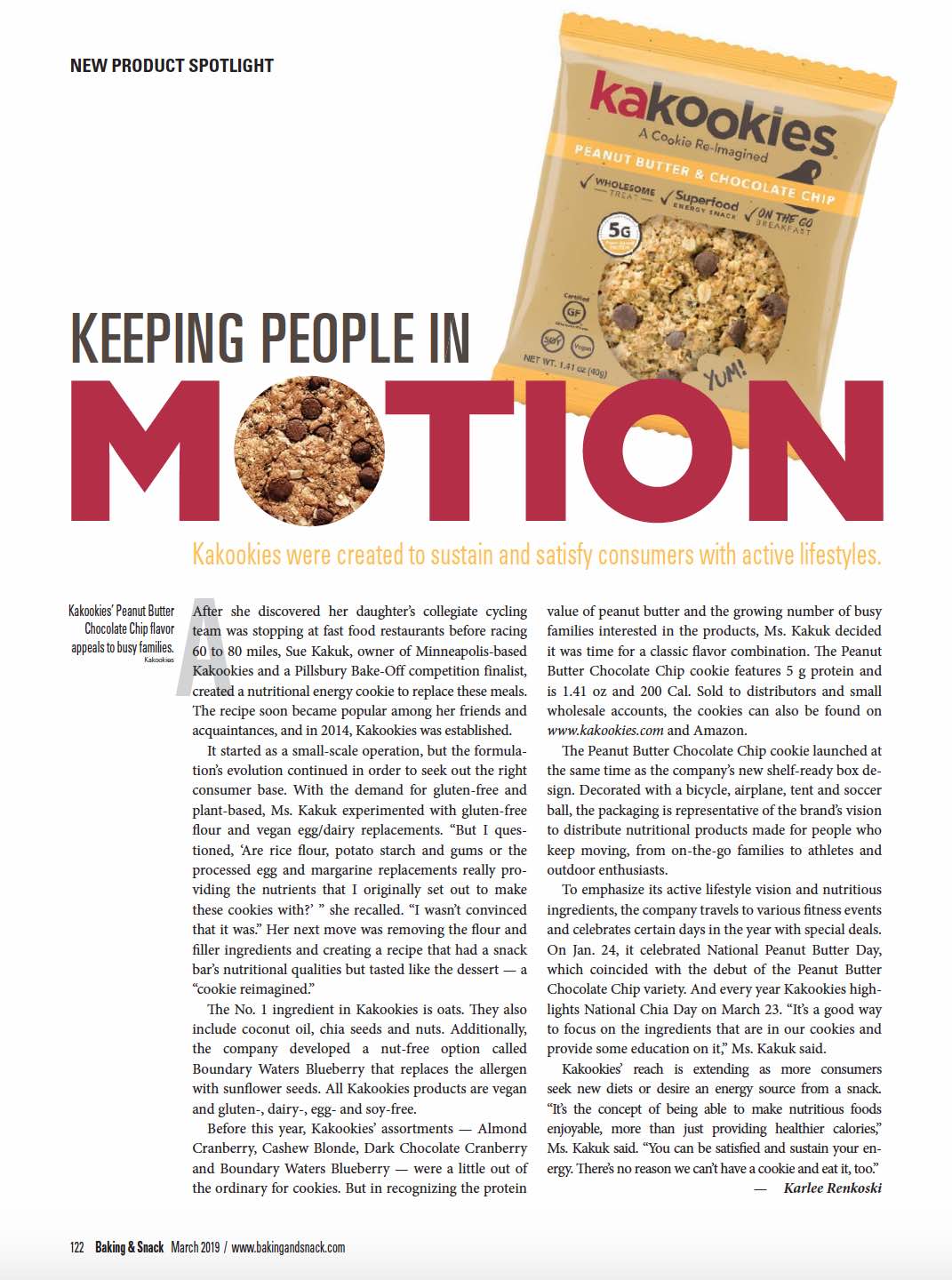 Kakookies featured in New Product Spotlight in Baking and Snack Magazine