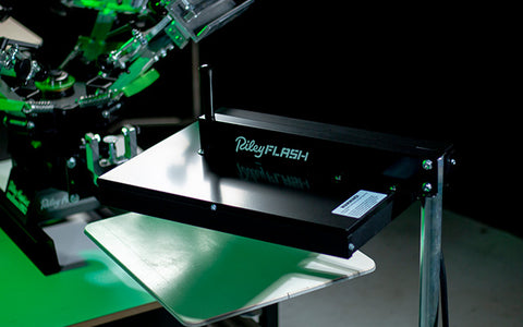 a riley flash hovering over a platen on a riley 250 press